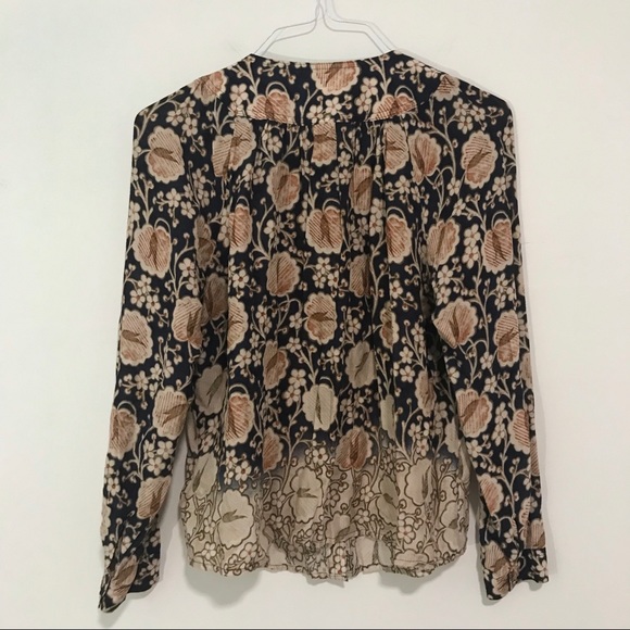 Anthropologie | Maeve Navy Floral Button Down Top - Picture 3 of 7